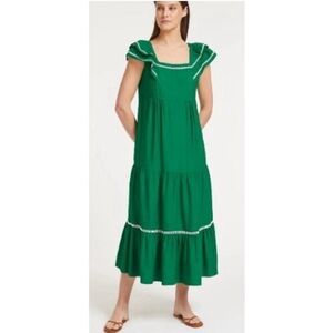cefinn belted voile midi dress Cefinn + Tyler grosgrain-trimmed voile midi dress